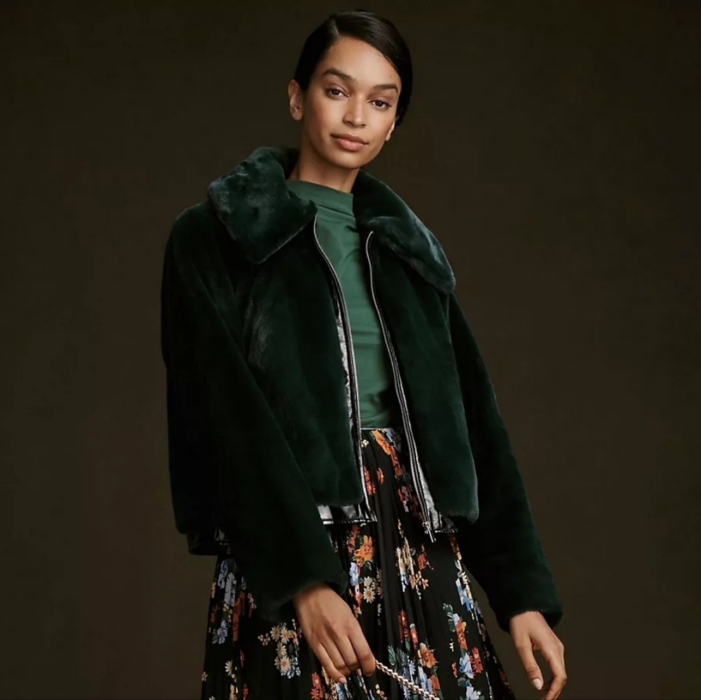 Maeve Faux Fur Jacket - Green